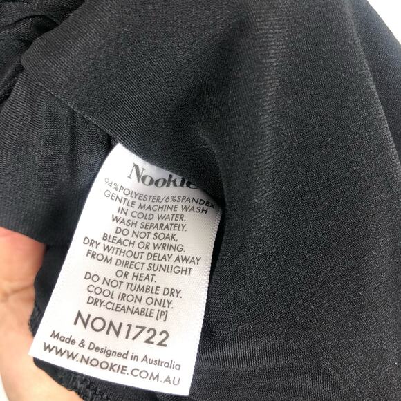 Nookie Athena Off Shoulder Black Midi Dress Size Small NON1722 Cocktail Chic - Picture 6 of 14